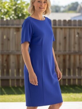 Banana Republic Royal Blue Short-Sleeve Sheath Dress
